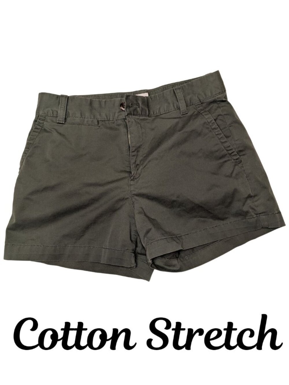 GAP Cotton Stretch Khaki Shorts - Olive Green